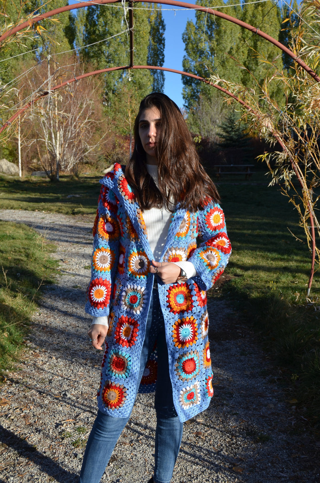 Granny Square Crochet Coat, Afghan Cardigan, Long Crochet Jacket, Patchwork Coat, Oversized Long Sweater, Gifts her, Handmade to Order