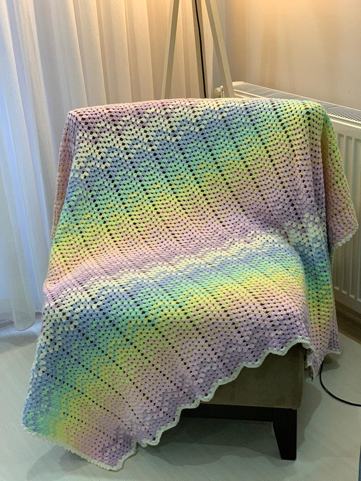 Crochet Blanket, Chevron Blanket, Rainbow Chevron Afghan, Crochet, Chevron Bedding, Crochet Afghan, Large Afghan, Bedding Custom Blanket