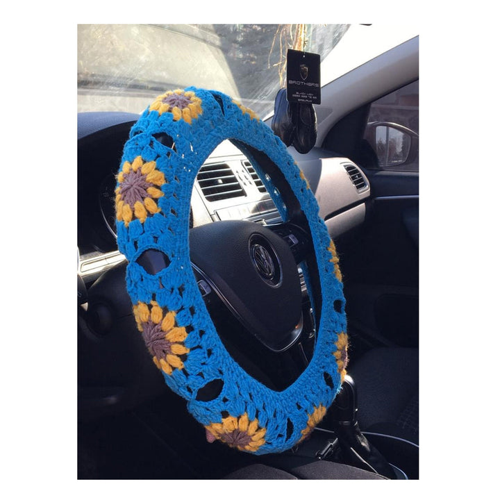 Crochet Daisy Steering Wheel Cover, Fathers day gift, Daisy Flower Steering Wheel Cover, Crochet Accessories, Fathers Day