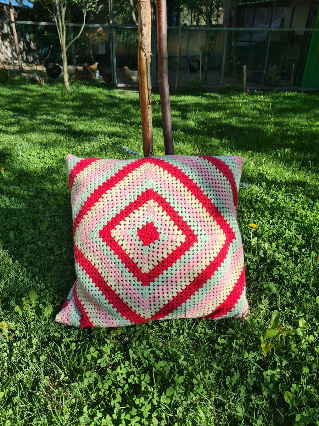 Crochet Pillow Cover Colorful, Granny Square Crochet Pillow Cover, Cushion Cover, Granny Coloful pillow cover, Black Pillow