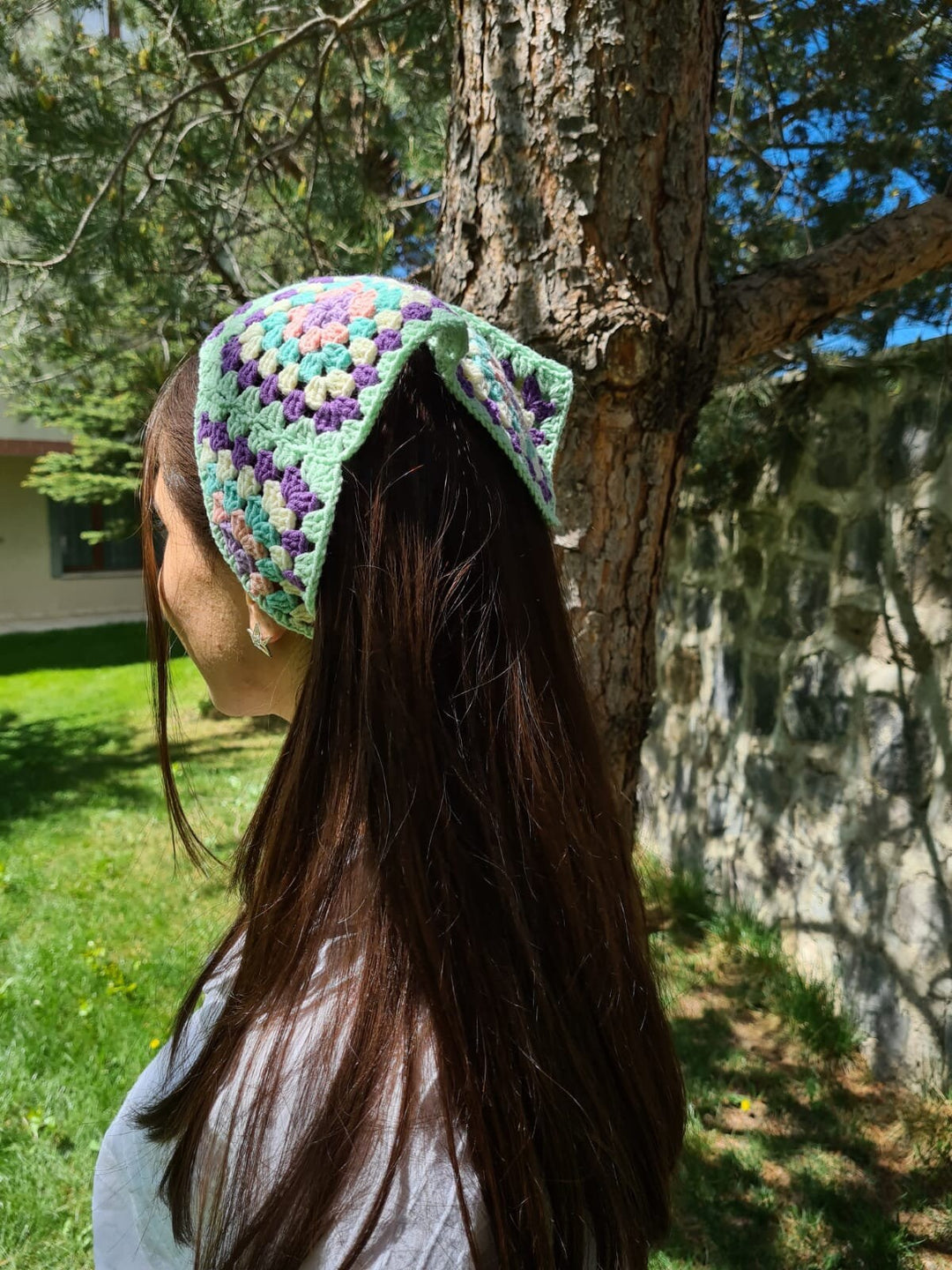 Crochet Zara Bandana, Hair Kerchief, Hair Scarf, Retro Bandana, Valentine's Day Gift for Her, Crochet Hair Accessory