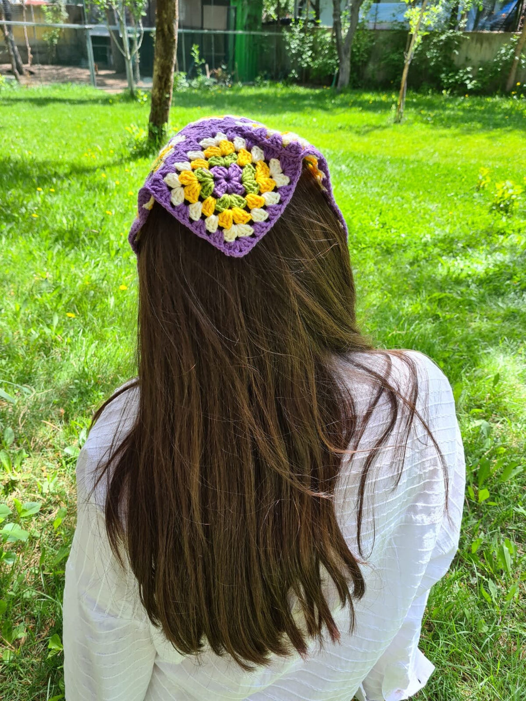 Crochet Bandana, Zara Model Hair Kerchief, Orange Hair Scarf, Crochet Hair Accessory, Summer Beach Retro Bandana, Mothers Day