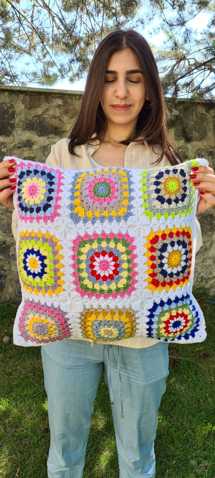 Crochet Pillow Cover Colorful, Granny Square Crochet Pillow Cover, Cushion Cover, Granny Coloful pillow cover