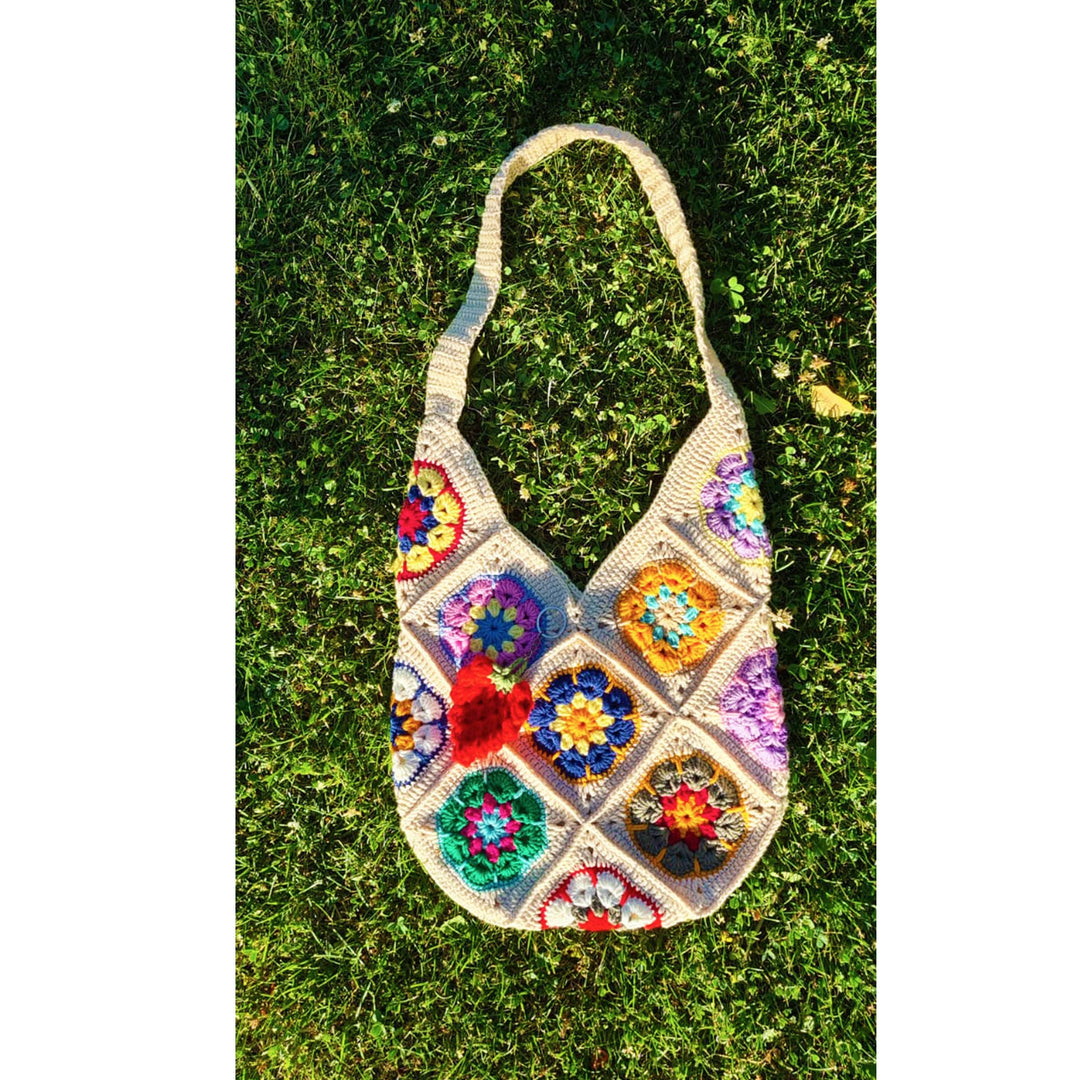 Crochet Bag Afghan, Granny Square Bag, Crochet Daisy Bag, Boho Bag, Crochet Purse, Retro Bag, Hippie Bag, Afgan Crochet, Vintage Style