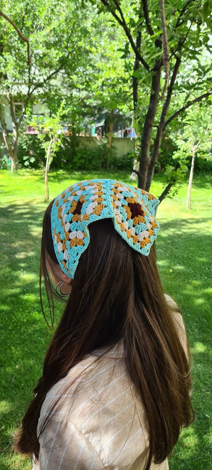 Crochet Bandana, Zara Hair Kerchief, Hair Scarf, Crochet Hair Accessory, Summer Beach Retro Bandana, Mothers Day