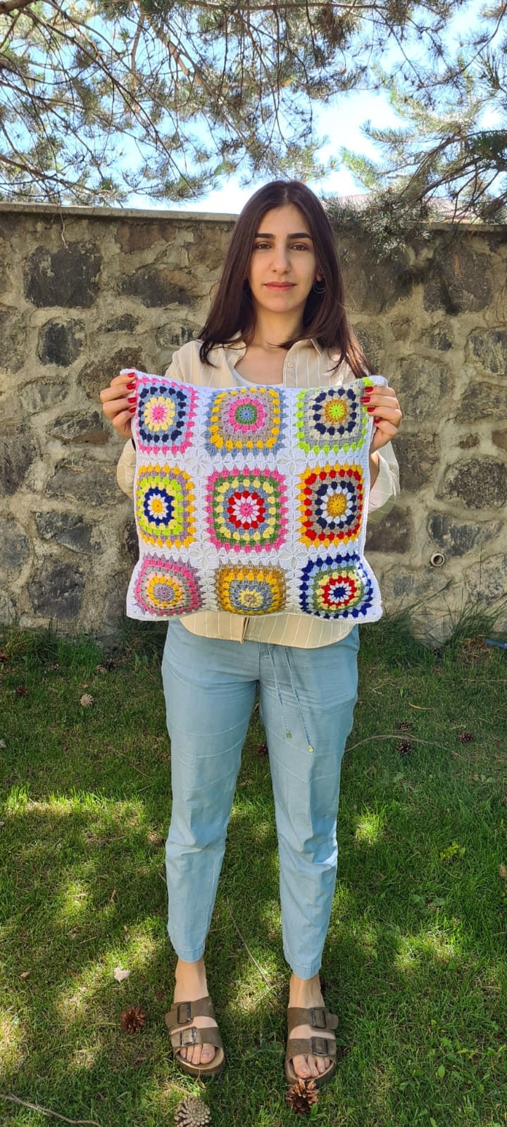 Crochet Pillow Cover Colorful, Granny Square Crochet Pillow Cover, Cushion Cover, Granny Coloful pillow cover