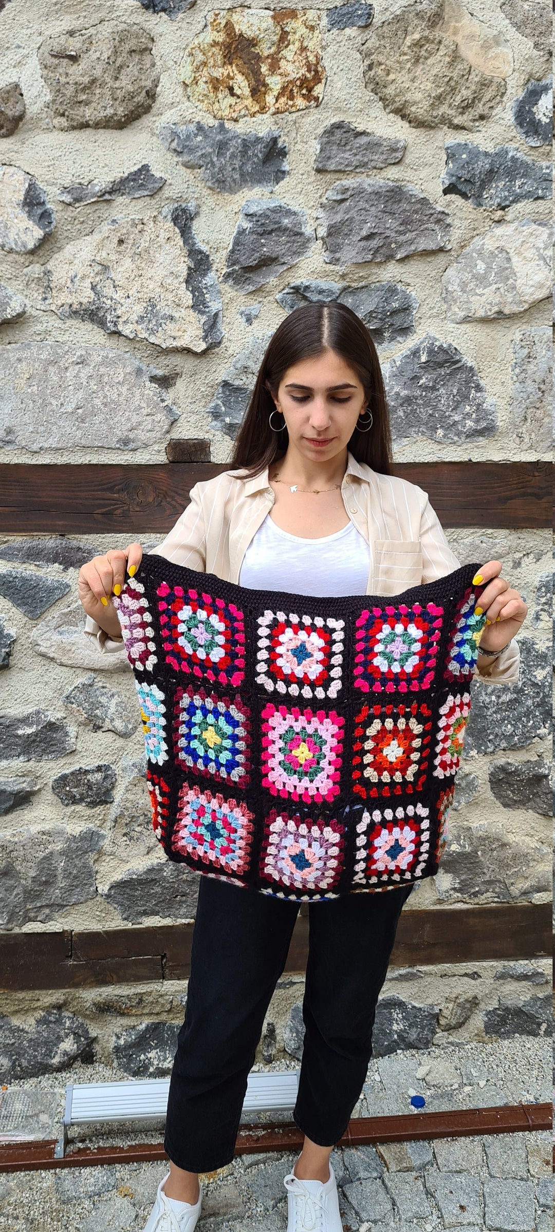 Crochet Tote Bag XXL Size, Extra Large Tote Bag, Afghan Crochet Bag, Shoulder Bag, Tote Bag, Granny Square Bag, Handmade Bag, Handknit Bag