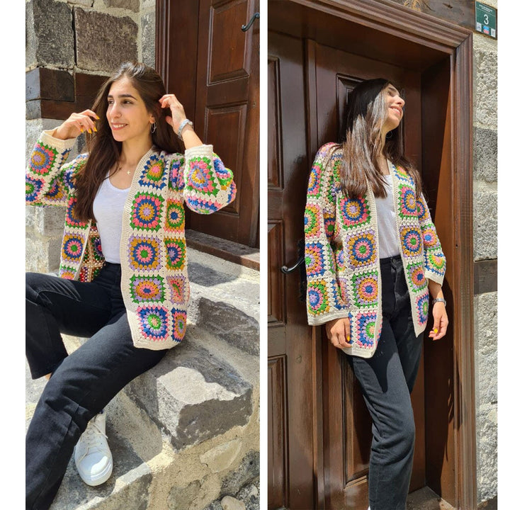 Granny Square Afghan Coat, Boho Crochet Jacket, Afghan Crochet Cardigan, Oversized Jacket, Oversized Wool Coat, Granny Square Sweater