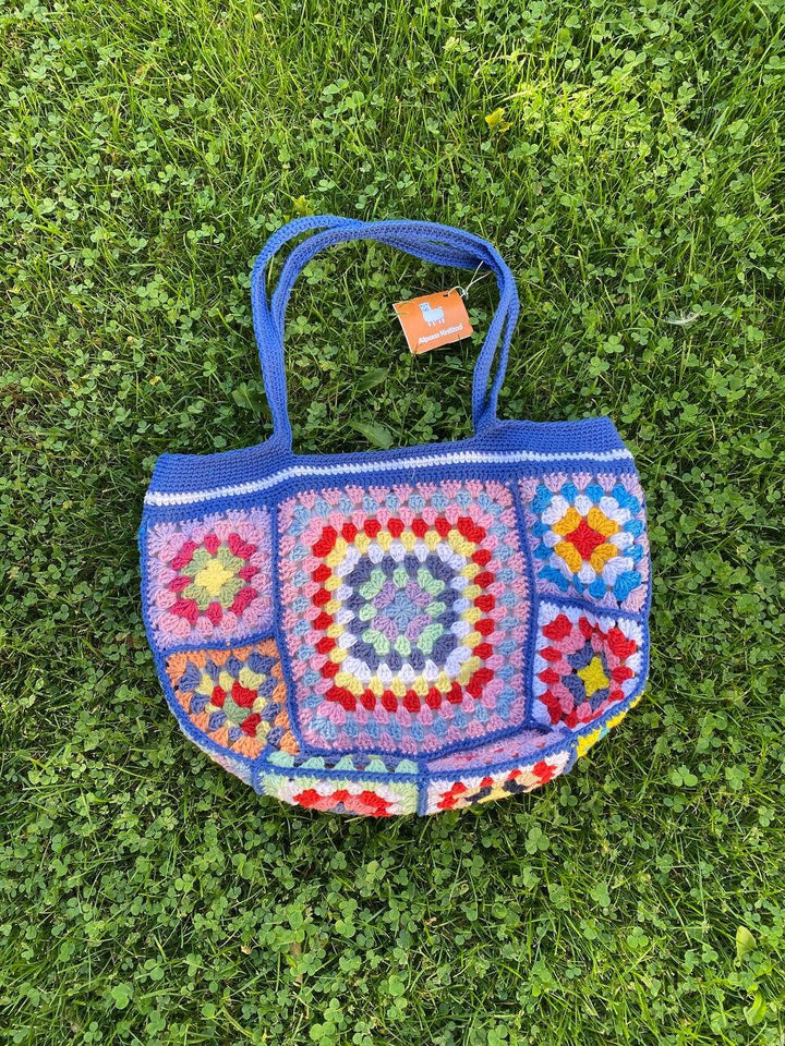 Crochet Bag Afghan, Granny Square Blue Bag, Hobo Bag, Boho Bag, Crochet Purse, Retro Bag, Hippie Bag, Afgan Crochet, Vintage Style