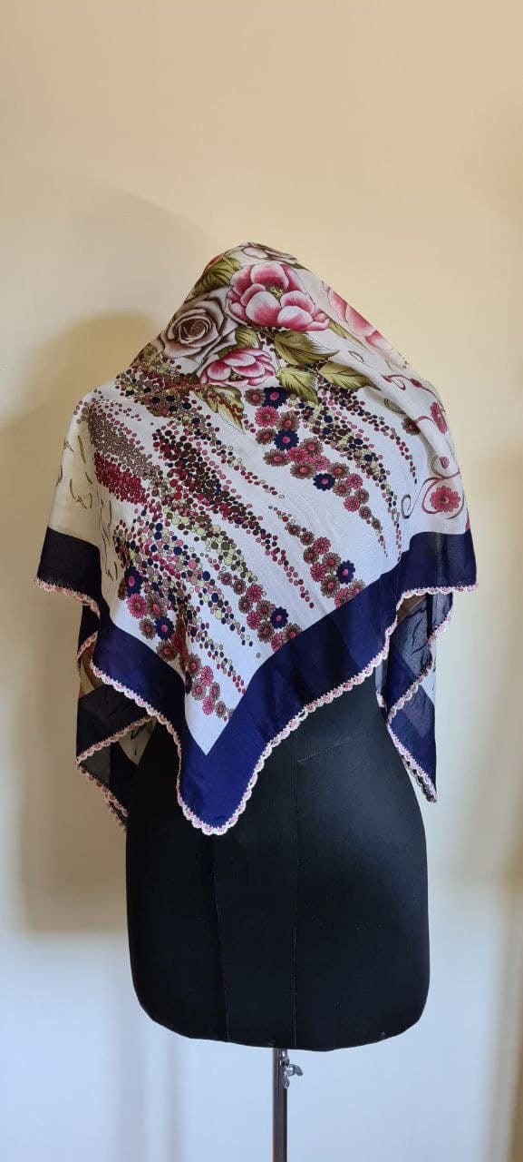 Floral Muslim Scarf, Hand Crocheted Lace, Cotton Scarf, Floral Pattern, Hijab Scarf Turkish Oya Scarf, Turkish Summer Scarf,