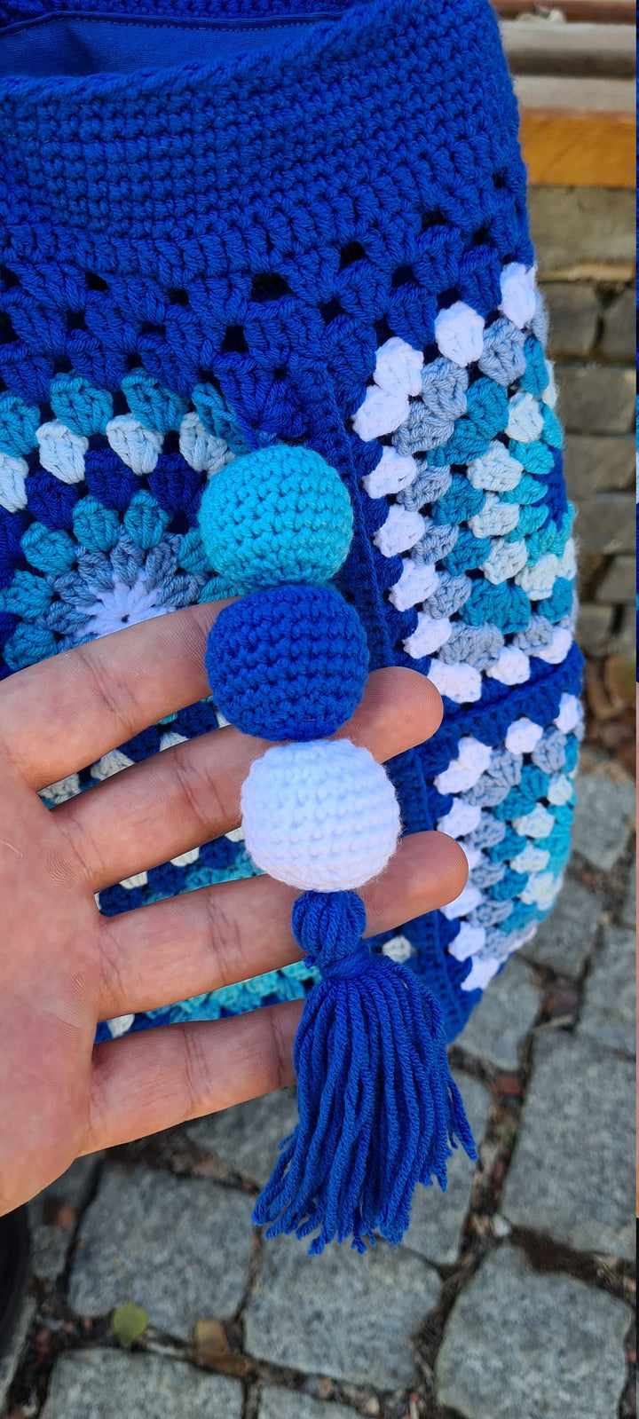 Blue Crochet Knit Bag, Crochet Summer Bag, Crochet Purse, Oversized Tote Bag, Woman Bag, Gift for Her, Shopping Bag