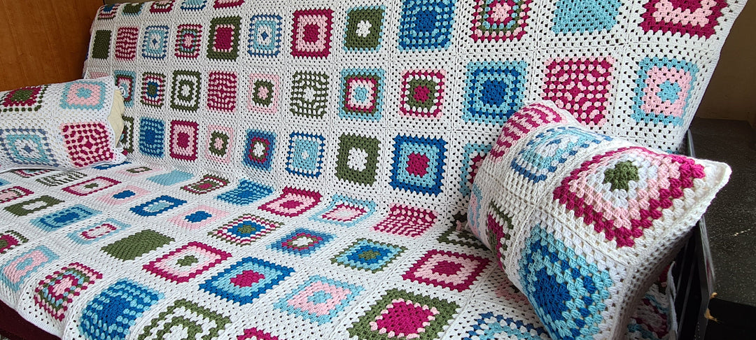 Crochet Afghan Blanket, Knitted Sofa blanketİ Granny Square Throw, Large crochet blanket, Mother Day Gift, Wedding Gift