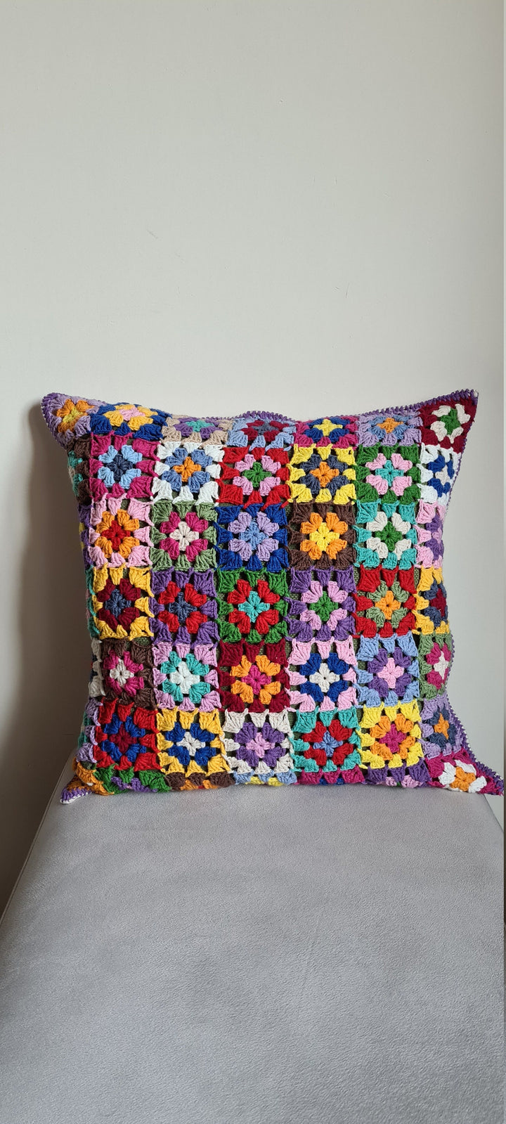 Crochet Pillow Cover Colorful, Afghan Pillow Cover, Crochet Cozy Pillow, Granny Square Crochet Pillow Cover, Retro Pillow