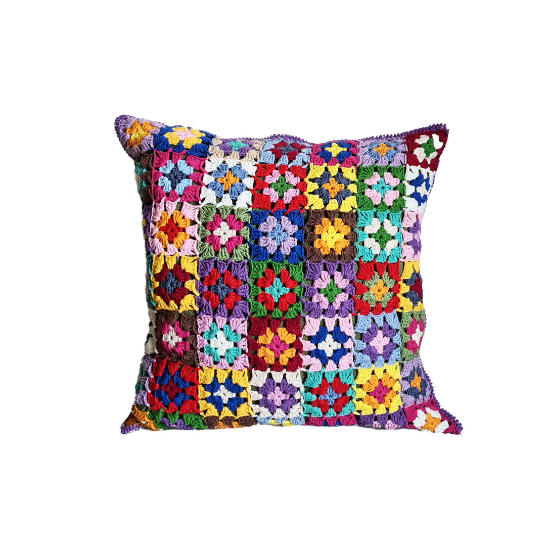 Crochet Pillow Cover Colorful, Afghan Pillow Cover, Crochet Cozy Pillow, Granny Square Crochet Pillow Cover, Retro Pillow