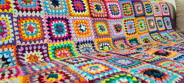 Crochet Afghan Blanket, Multicolour Granny Square Knit Blanket, Tv Blanket, Living Room Decor, Sofa Throw, Crochet Stitches,