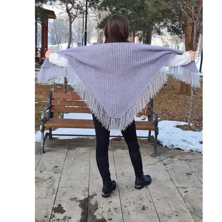 Ready to ship Lilac Crochet Shawl, Knit Women Cotton Shawl, Crochet Summer Shawl, Cotton Wrap, knit shawl cotton