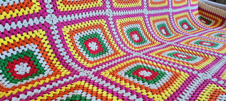 Crochet Afghan Blanket, Granny Square Afghan Throw, Bedspread Throw, Knitted sofa blanket, Large Crochet Blanket, Vintage Blanket