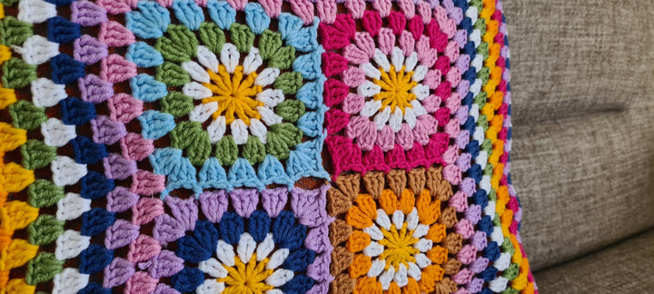 Colorful Crochet Pillow Cover, Granny Square Crochet Pillow Cover, Knit Pillow, Cushion Cover, Granny Coloful pillow cover