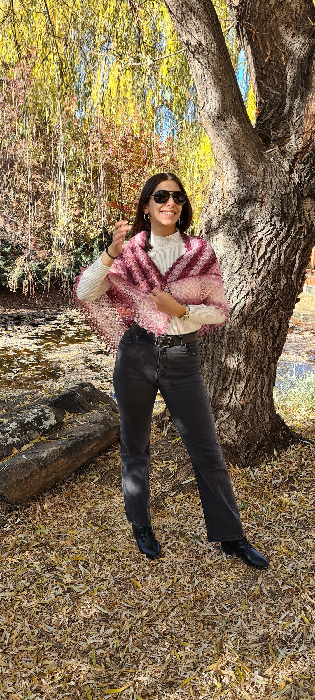 Ready to ship Pink Wool Crochet Shawl, Knit Women Cotton Shawl, Crochet Summer Shawl, Cotton Wrap, knit shawl cotton