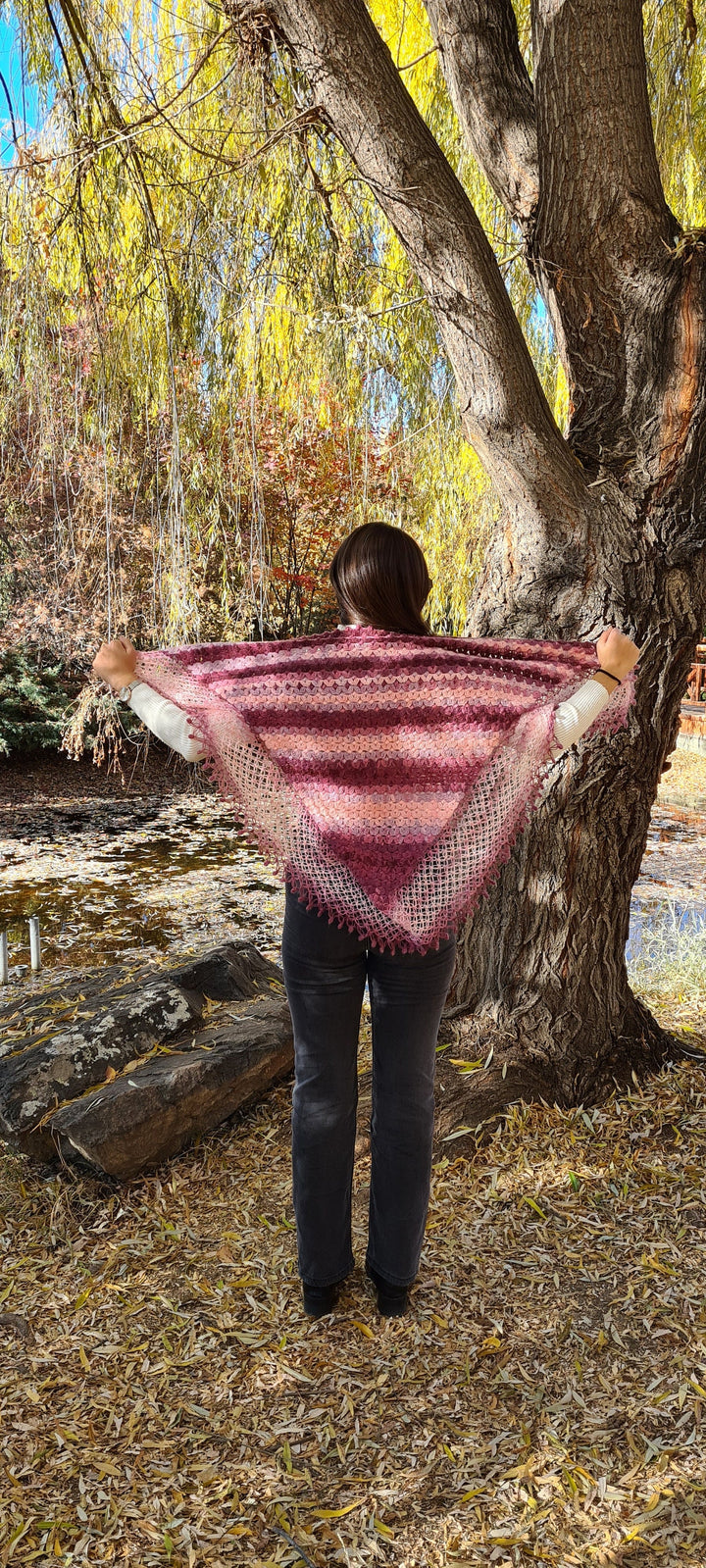 Ready to ship Pink Wool Crochet Shawl, Knit Women Cotton Shawl, Crochet Summer Shawl, Cotton Wrap, knit shawl cotton