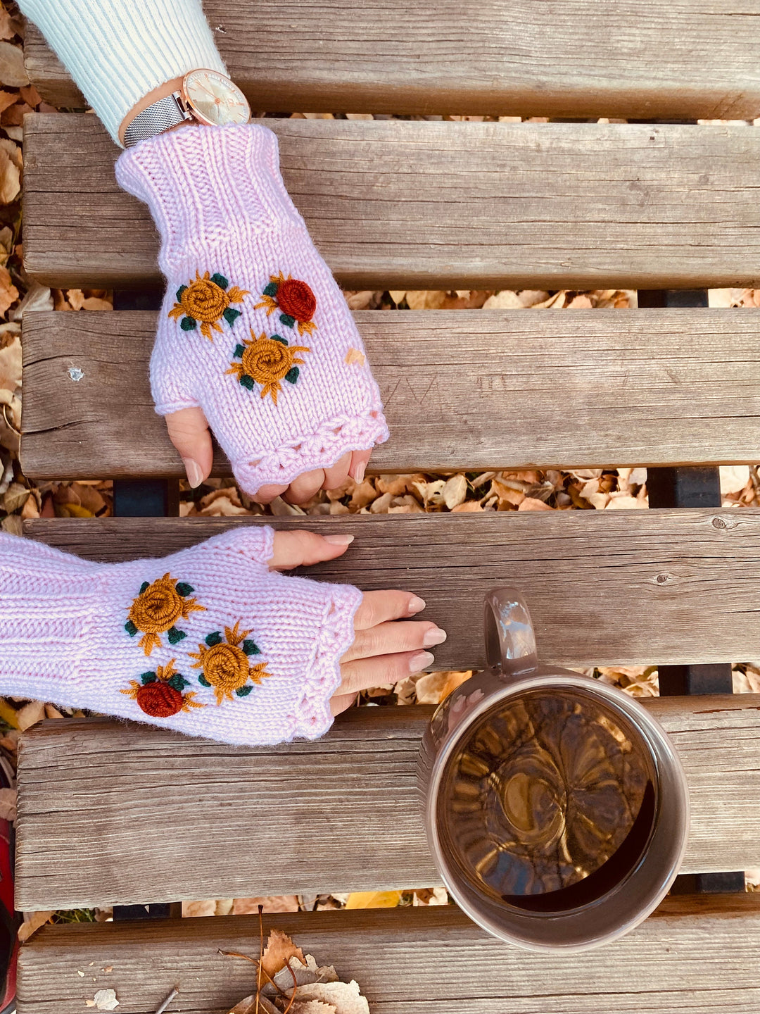 Ready to ship Light pink Crochet Gloves fingerless, floral knitted winter gloves, Half Finger floral Gloves, Womens Gloves, flower fingerles