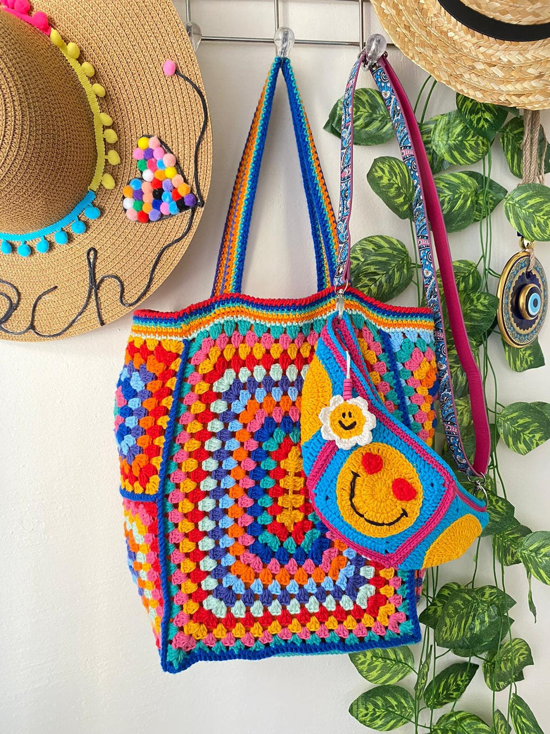 Crochet Face Bum Bag, Knitted Fanny Bag, Crochet Outdoor Bum Bag, Knitted Fanny Bag, Hobo Bag, Chest Patchwork Bag, Knit Travel Bag