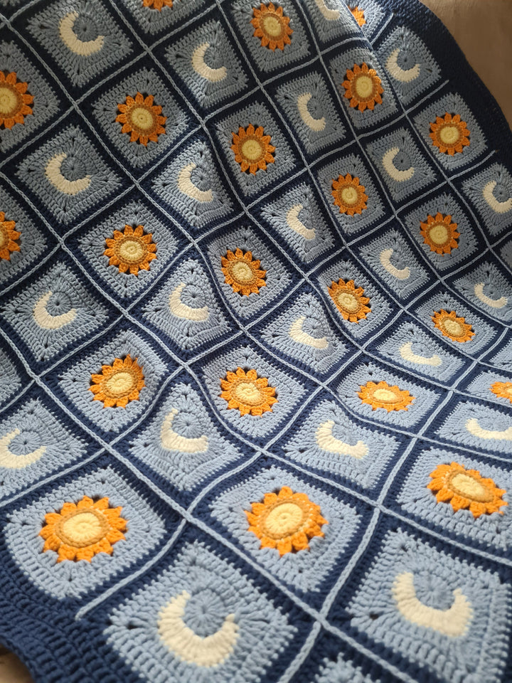 Sun and Moon Crochet Blanket, Knitted Baby Blanket, Crochet Baby Blanket, Granny Square Blanket, Crochet Stitches, Newborn Blanket