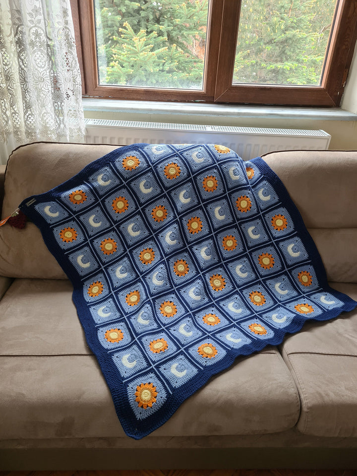 Sun and Moon Crochet Blanket, Knitted Baby Blanket, Crochet Baby Blanket, Granny Square Blanket, Crochet Stitches, Newborn Blanket