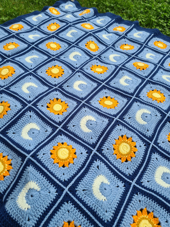 Sun and Moon Crochet Blanket, Knitted Baby Blanket, Crochet Baby Blanket, Granny Square Blanket, Crochet Stitches, Newborn Blanket