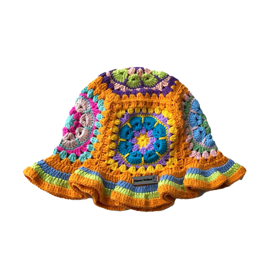 Beige Crochet bucket hat, Festival knit hat, Knitted Colorful hat, hippi bohem hat, crochet hat, knitted hat, gift her