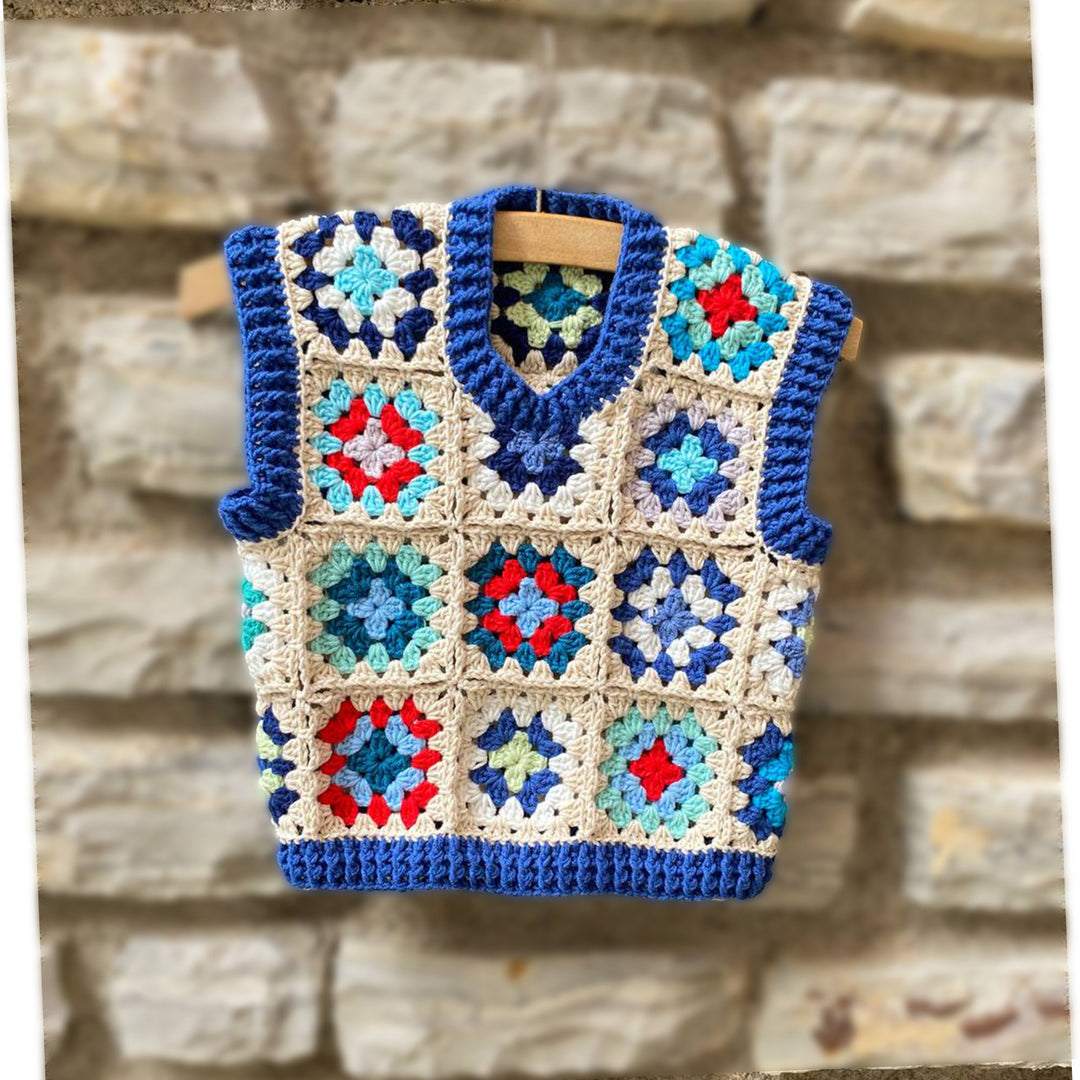 Crochet Baby Boy Vest, Granny Square Toddler Vest, Crochet Afghan Vest, Knitted Boys Vest, Toddler Vest, Cotton Baby Boys Sweater