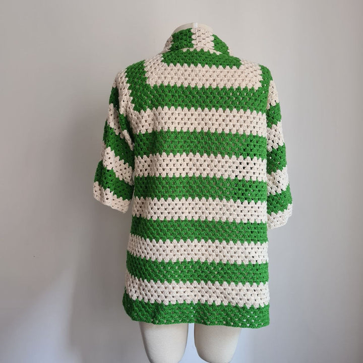 Ready to ship Green Crochet Shirt, Knitted Men Shirt, Crochet summer Unisex shirt, Crochet Vintage Style Men Shirt, Crochet Sweater Men