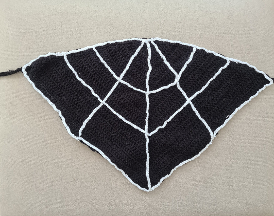 Spiderweb Crochet Bandana Hair Scarf, Knitted Halloween Bandanas, Gothic Crochet Halloween Gift, Crochet Headband, Hippie Hair Accessory