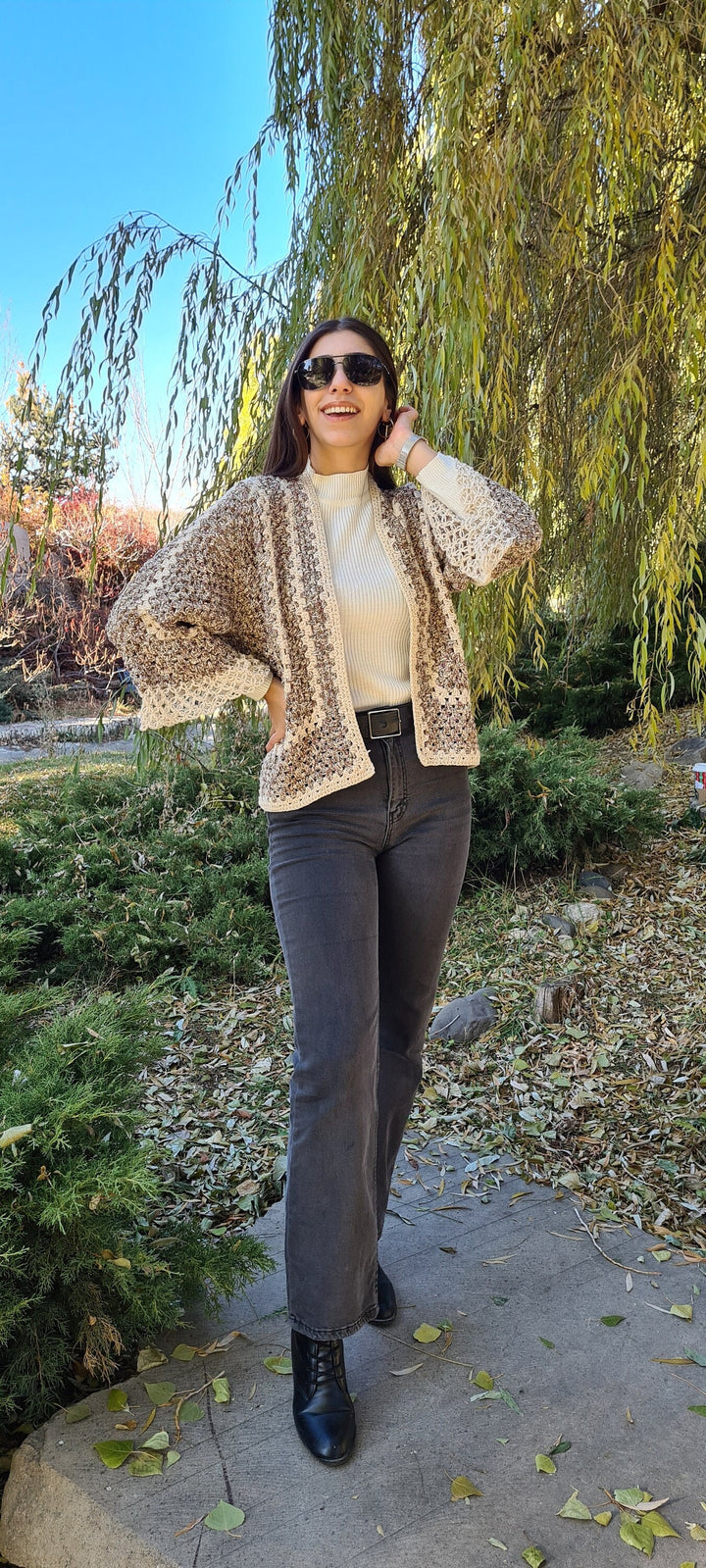 Crochet women cardigan, Valentine's Day gift, mealy color Knit Jacket, Knitted Jacket, crochet handmade sweater, afghan coat