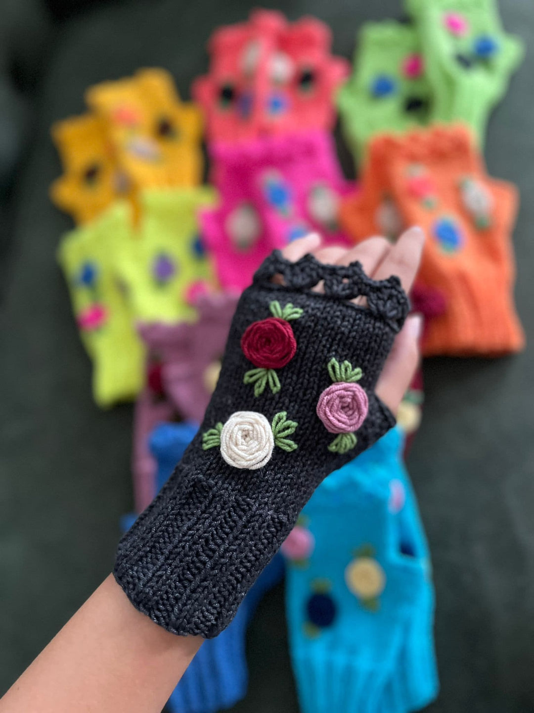 Crochet Fingerless Gloves, Knitted floral winter gloves, Half Finger Gloves, Womens Gloves, flower fingerless, Christmas gift