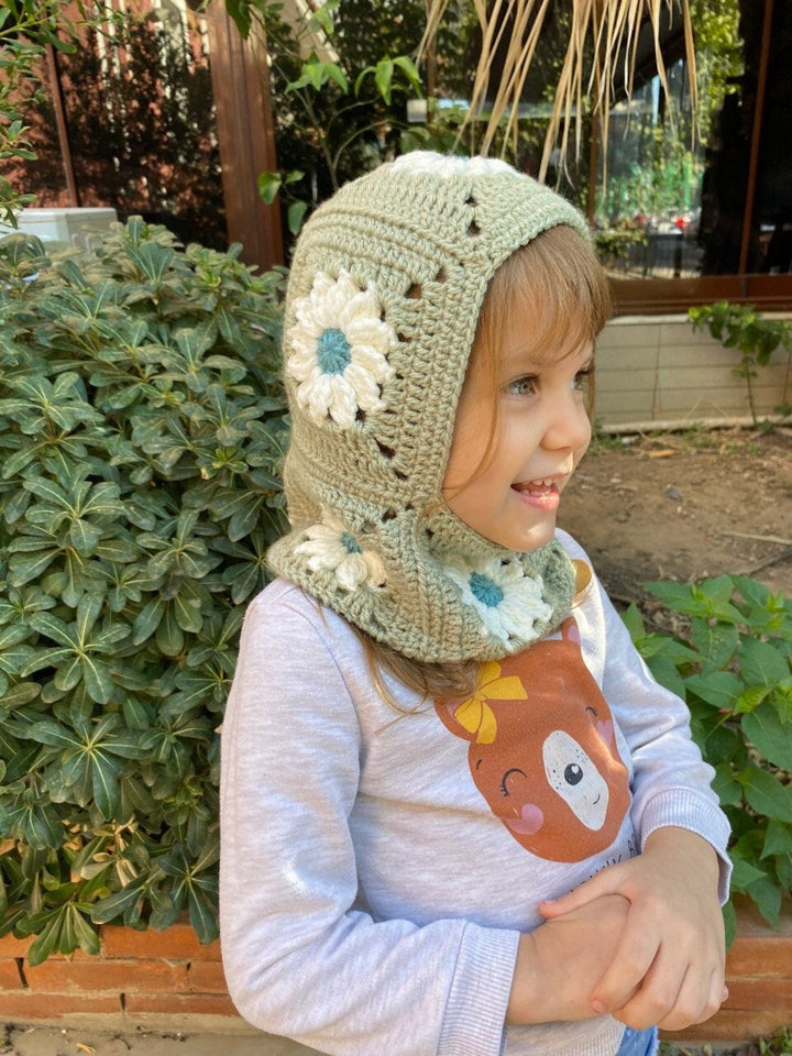 Green Knitted Kids Balaclava