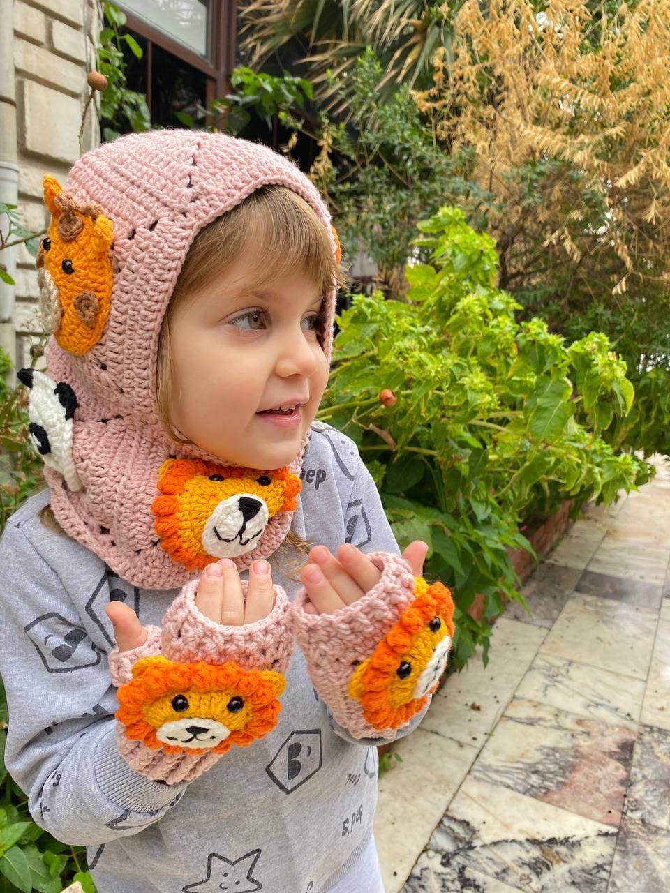 Zoo Animals face Crochet Kids Balaclava