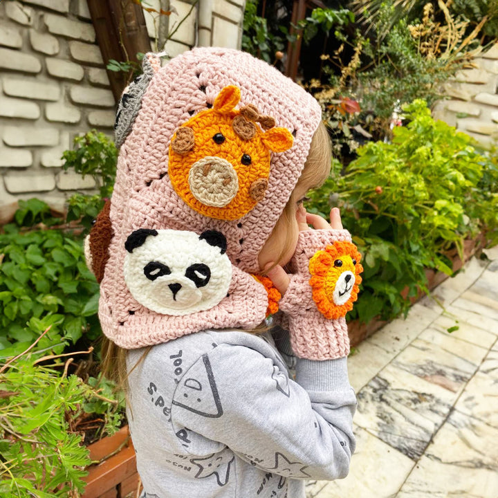 Zoo Animals face Crochet Kids Balaclava