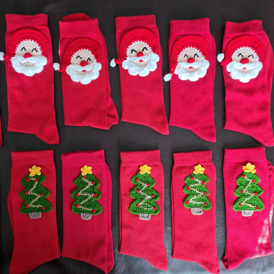 Ready to ship Santa Christmas Stocking, Christmas socks, Christmas Stocking New Year Socks, Handmade Socks, Women Sock, New Year Gift