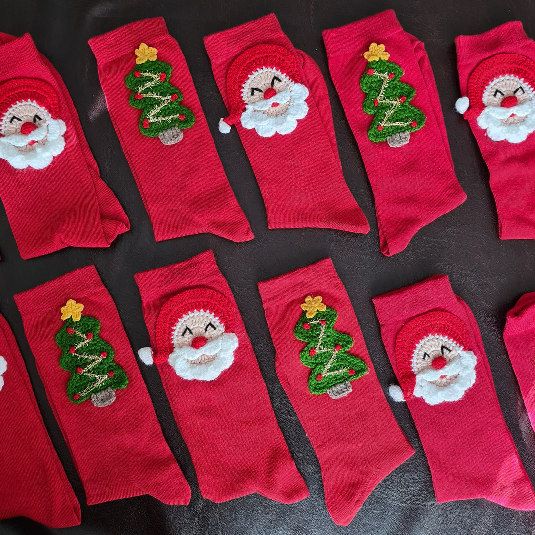 Ready to ship Santa Christmas Stocking, Christmas socks, Christmas Stocking New Year Socks, Handmade Socks, Women Sock, New Year Gift