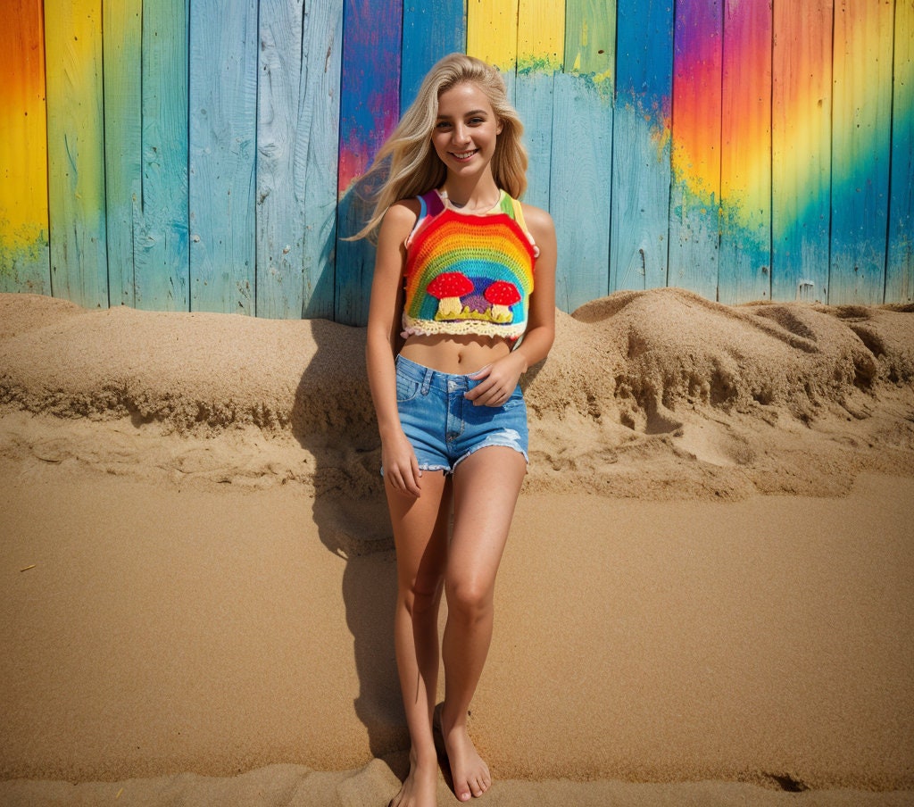 Crochet LGBTQ Top, Crochet Pride Rainbow Halter Top, Crochet Pride Top, Knitted Boho Hippie Top, Festival Crop Top, Rainbow Summer Top