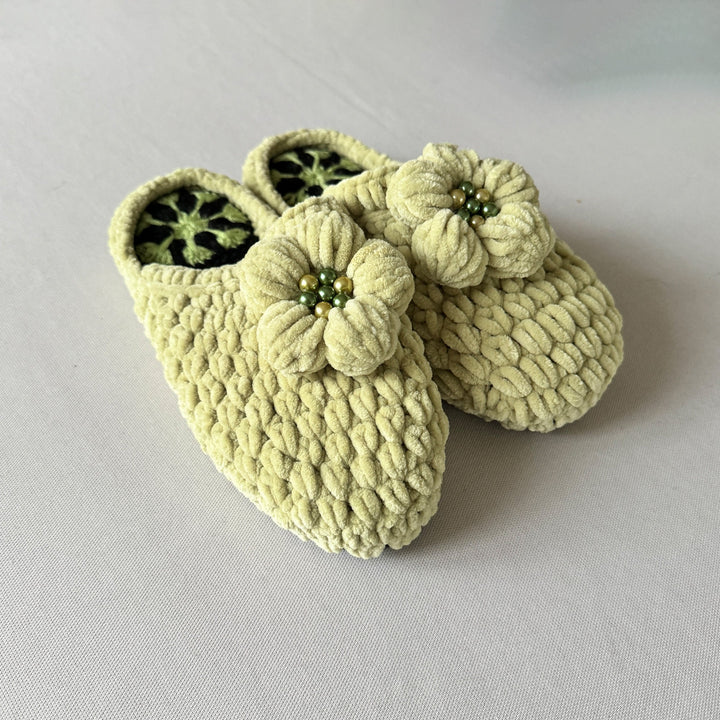 Green Crochet house slipper, knitted fuzzy slipper socks, fluffy boots, velvet slippers, fun fuzzy slippers, ladies booties