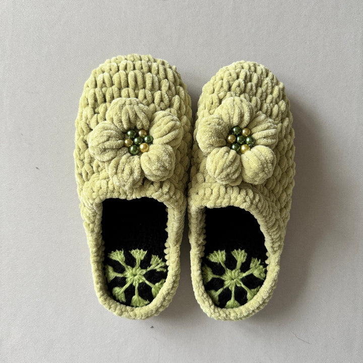 Green Crochet house slipper, knitted fuzzy slipper socks, fluffy boots, velvet slippers, fun fuzzy slippers, ladies booties